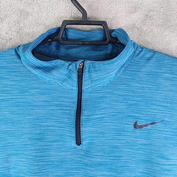 Mens Blue Nike Dri-Fit Pullover Shirt 1/4 Zip Long Sleeve Mock Neck Size L - Picture 8 of 14